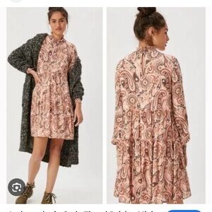 Anthropologie Pink Paisley Mini Dress